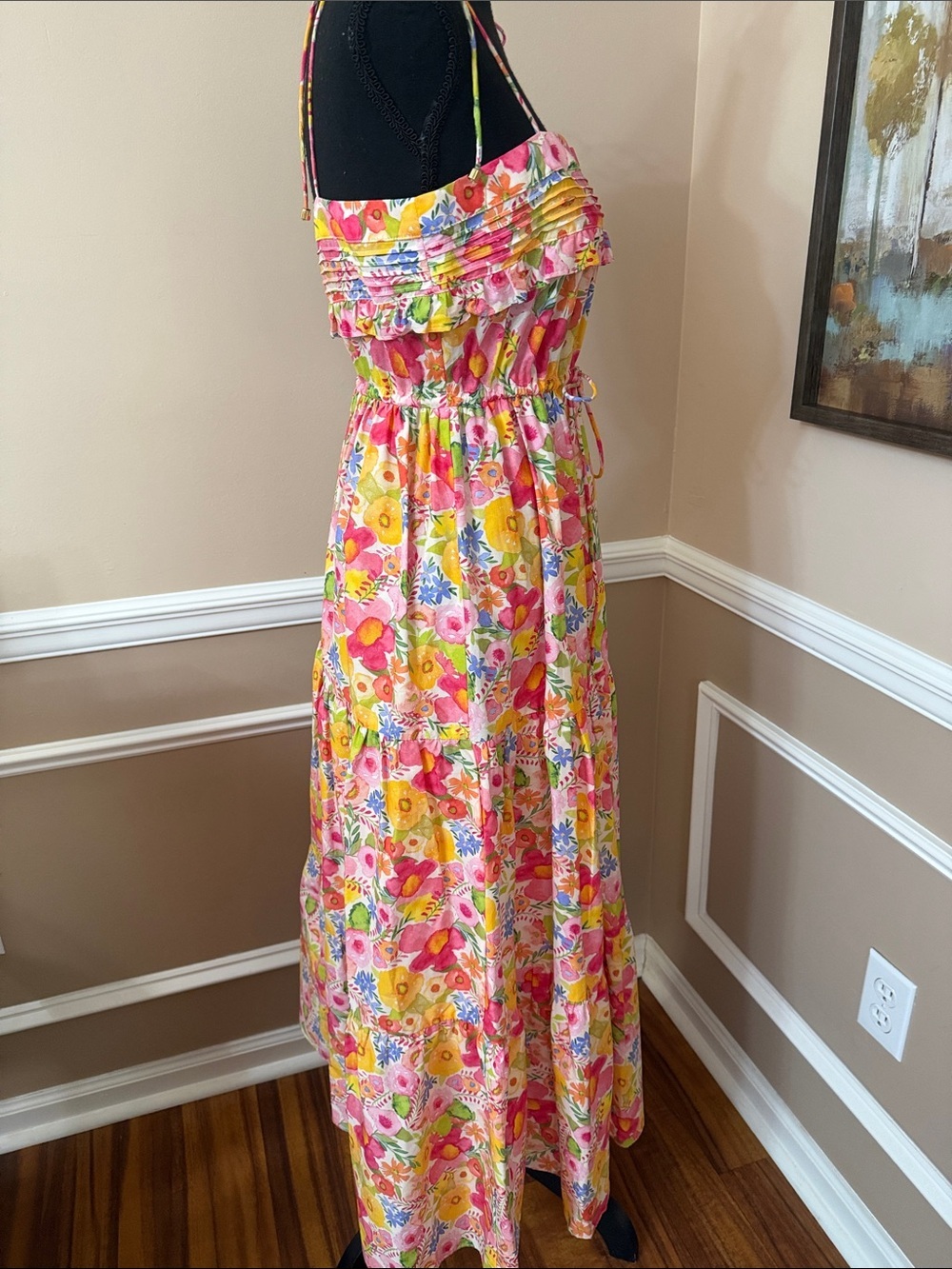 Stellah Pink Yellow Floral Midi Sundress - Picture 12 of 16